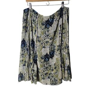 Size 16 Green Chiffon Watercolor Skirt Lined Lightweight Pleats Y2K Fairy Floral